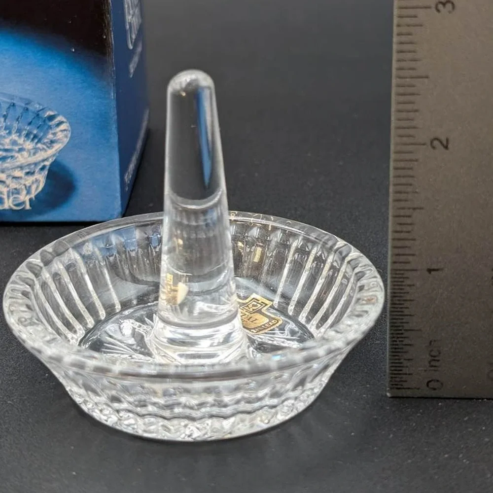 Vtg Forever Crystal Ring Holder Clear Zajecar Glass Original Box Vanity Dresser